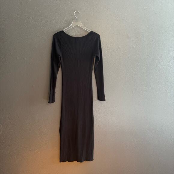 ASOS Ribbed V-Neck Long Sleeve Maxi Dress Size 10 - Picture 3 of 7